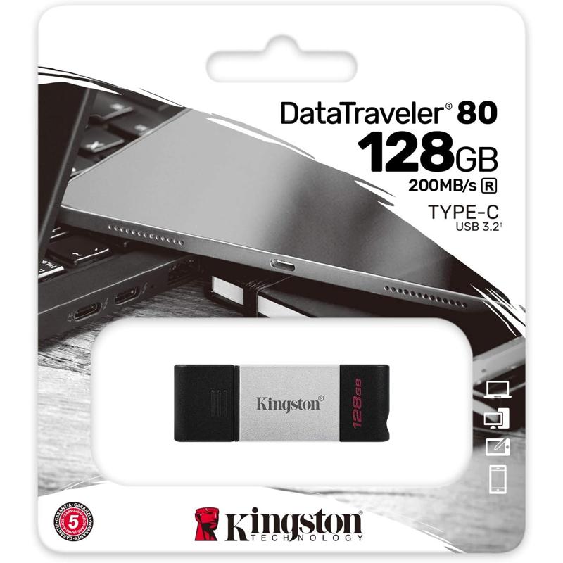 Kingston DataTraveler 80 USB Type-C Flash Drive Metal - 128GB (KIN-DT80/128GB-S)