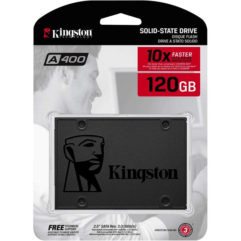 Kingston A400 SATA 3 2.5" Internal SSD HDD Replacement - 120GB (KIN-SA400S37/120G-L)