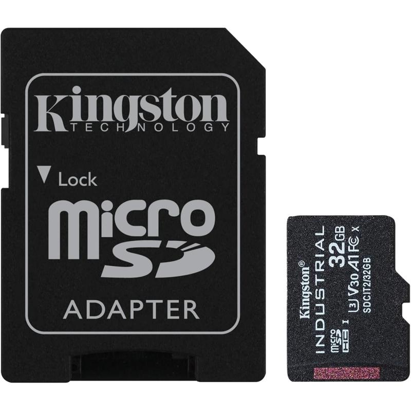 Kingston Industrial microSDHC C10 A1 pSLC Card + SD Adapter - 32GB (KIN-SDCIT2/32GB-S)