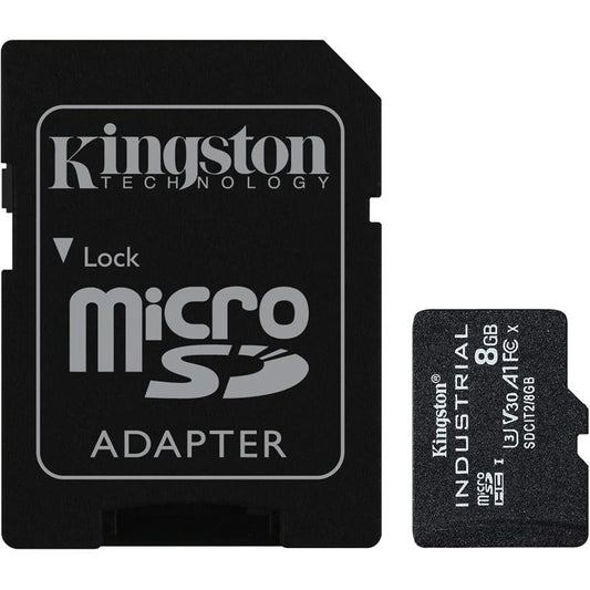 Kingston Industrial microSDHC C10 A1 pSLC Card + SD Adapter - 8GB (KIN-SDCIT2/8GB-S)