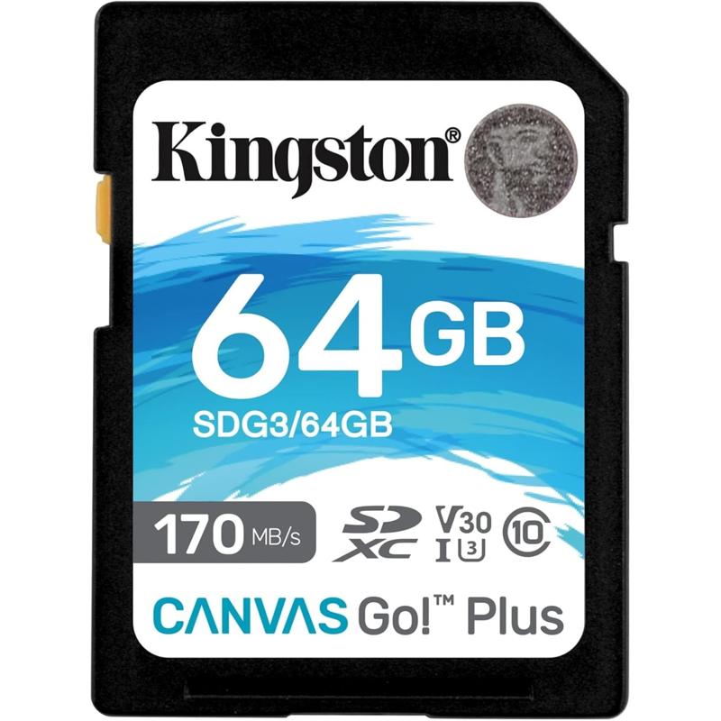 Kingston SDXC Canvas Go Plus 170MB/s Read UHS-I - 64GB (KIN-SDG3/64GB-S)