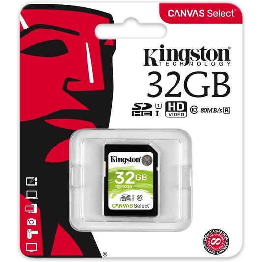 Kingston Digital Select 32GB SDHC Class 10 SD UHS-I 80MB/s R 10MB/s (KIN-SDS/32GB-S)