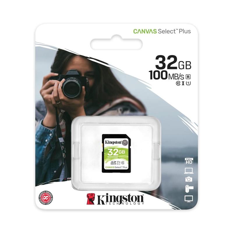 Kingston SDHC Canvas Select Plus 100R C10 UHS-I U1 V10 - 32GB (KIN-SDS2/32GB-S)