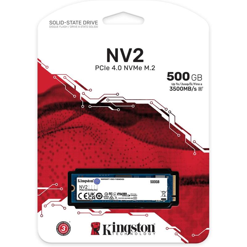 Kingston NV2 250G M.2 2280 NVMe Internal SSD PCIe 4.0 Gen 4x4 - 500GB (KIN-SNV2S/500G-S)