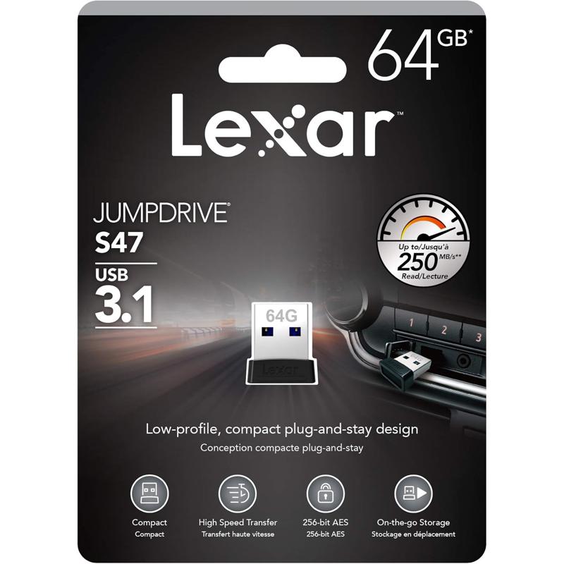 Lexar JUMPDRIVE S47 USB 3.1 Black (LJDS47-ABBK) - 64GB (LJDS47-64GABBK)