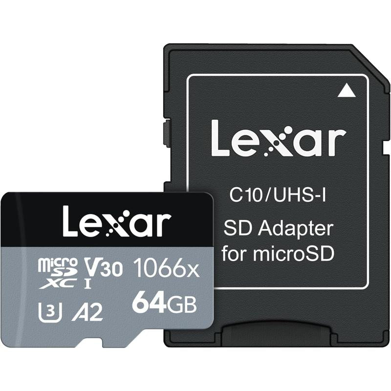 Lexar Professional Silver Plus microSDXC Memory Card w/SD Adapter - 64GB (LEX-LMSSIPL064G-BNANG-S)