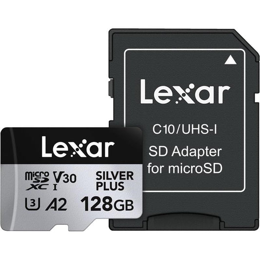 Lexar Professional Silver Plus microSDXC Memory Card w/SD Adapter - 128GB (LMSSIPL128G-BNANU)