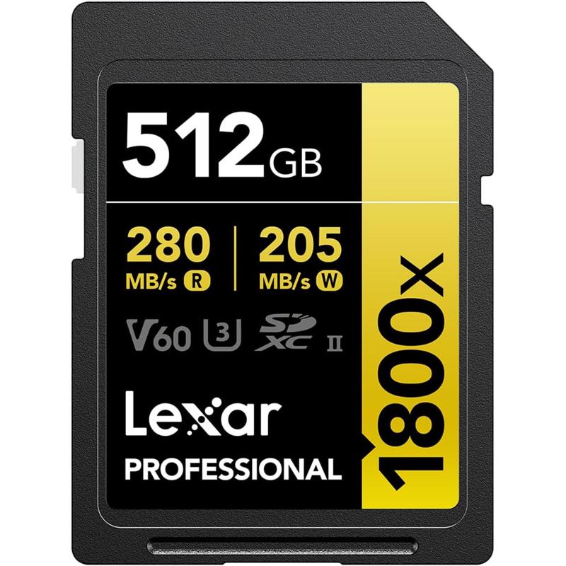 Lexar Gold Series Professional 1800x UHS-II U3 SDXC Memory Card - 512GB
