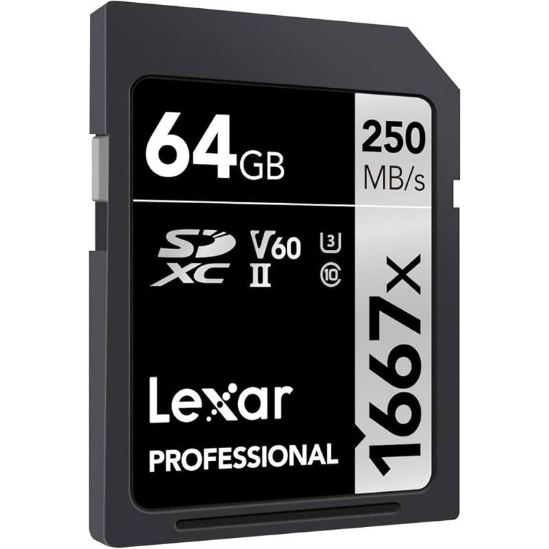 Lexar Original Professional 128GB 1667x V60 250MB/s Flash Memory SD - 64GB (LSD64GCB1667)
