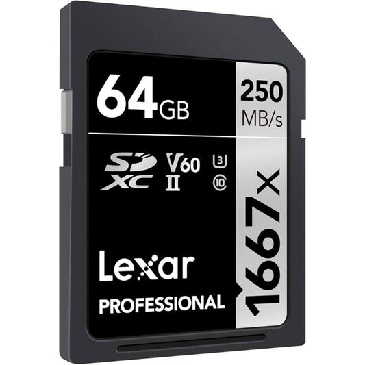 Lexar Original Professional 128GB 1667x V60 250MB/s Flash Memory SD - 64GB (LSD64GCB1667)