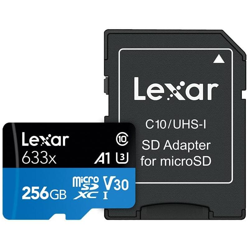 Lexar High-Performance 633x MicroSDHC UHS-I Card with SD Adapter - 256GB