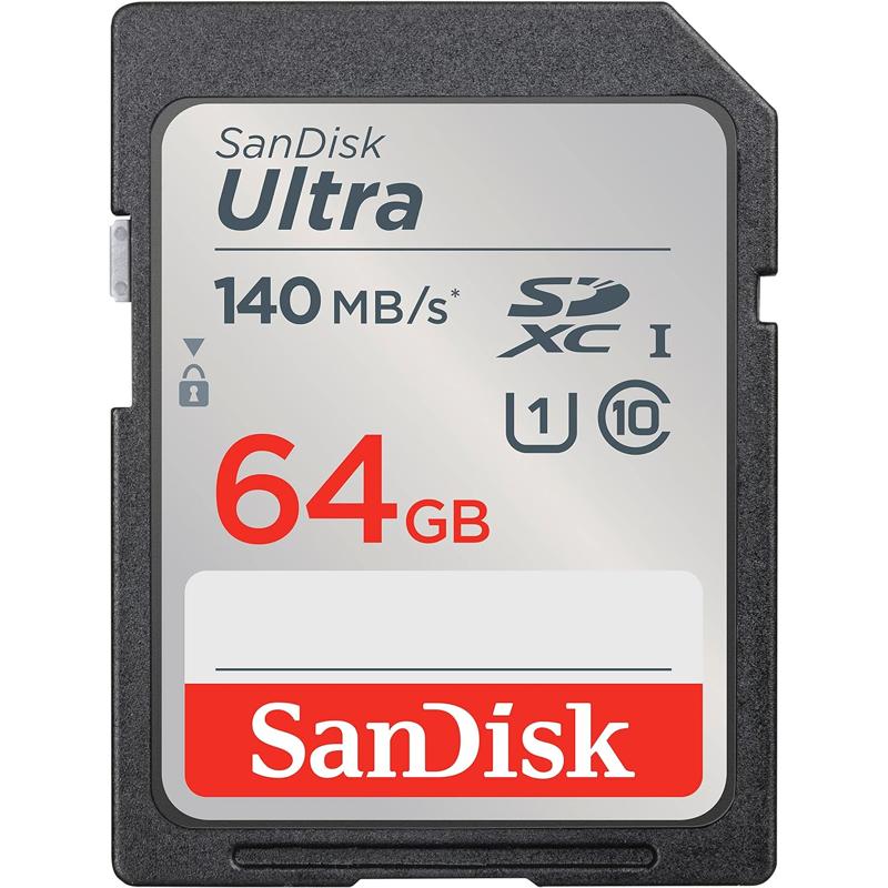 SanDisk Ultra SDHC UHS-I Memory Card (120MB/s to 150/MB/s) C10 - 64GB (140MB/s)