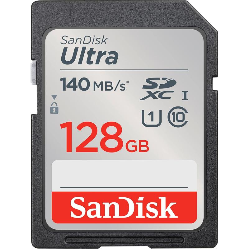 SanDisk Ultra SDHC UHS-I Memory Card (120MB/s to 150/MB/s) C10 - 128GB (140MB/s)